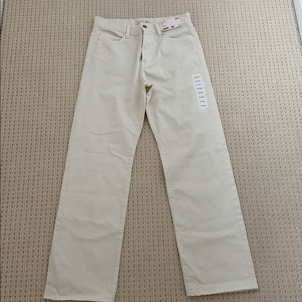 Uniqlo Women's High-Rise Straight Jeans in Light Beige